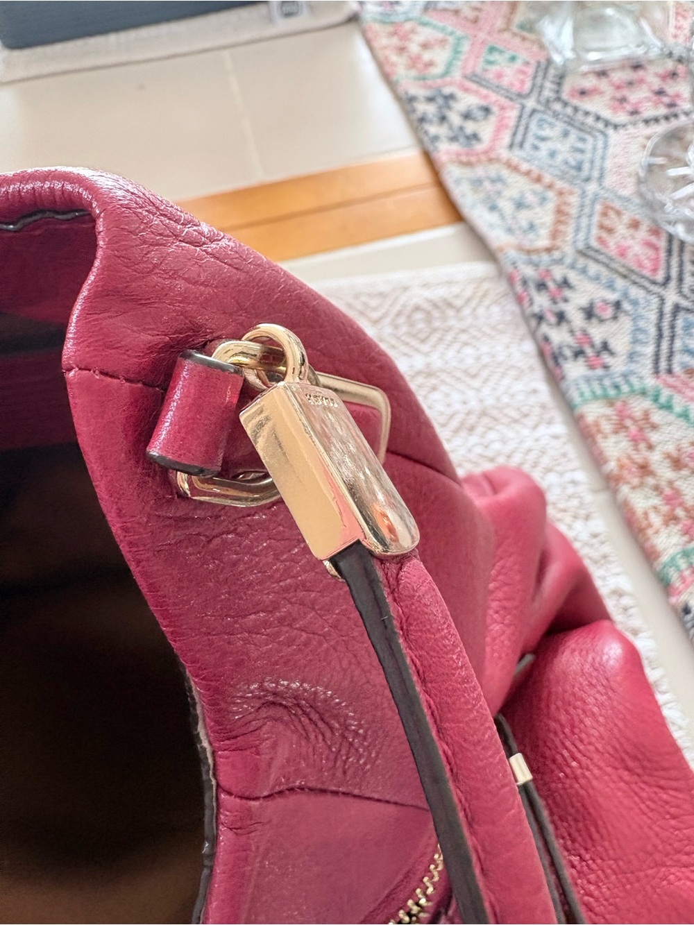 Coach Pebbled Leather Shoulder Tote in Berry Plum - Picture 4 of 13